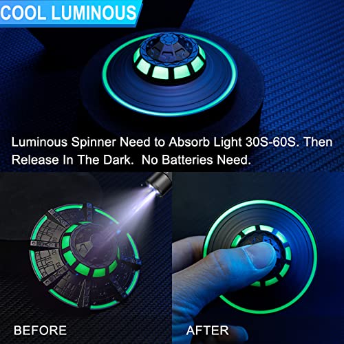 Anzmtosn Cool UFO Fidget Spinner Metal Glow in The Dark Luminous Spaceship Steel Spinner Gift for Kids Adults Stress Anxiety Relief Toy for Teens Finger Hand Spinner Desk Toy for Home Office Classroom - Image 5