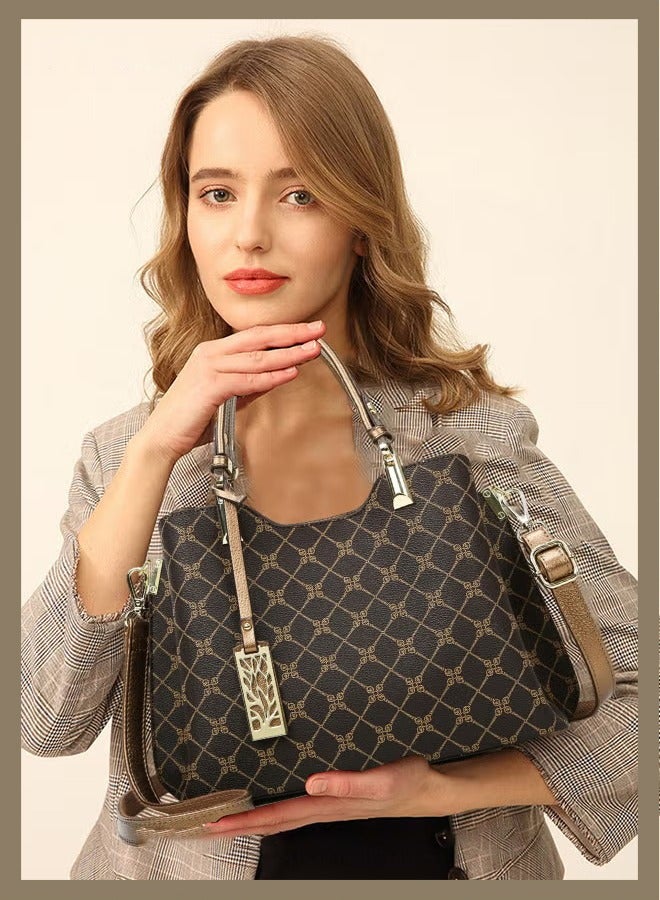 Canway Vintage Handbag with Distinctive Fabric for Women, Waterproof, Large Capacity, Versatile Shoulder Bags forMom and Wife, Suitable for Anniversary, Birthday or Ramadan Gift - Image 1