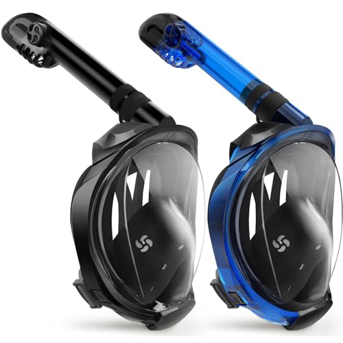 Greatever G2 Snorkeling Gear for Adults 2PCS, Full Face Snorkel Mask with Dry Top Snorkel,Anti-Leak & Anti-Fog Snorkel Mask Adult,Foldable Snorkeling Mask with Camera Mount mesh Bag - Image 1
