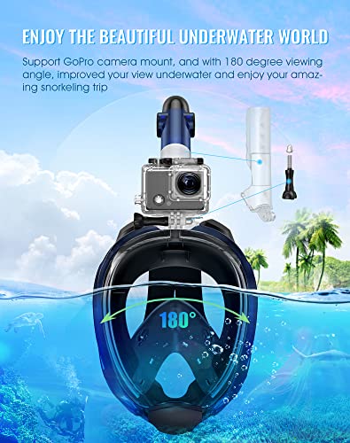 Greatever G2 Snorkeling Gear for Adults 2PCS, Full Face Snorkel Mask with Dry Top Snorkel,Anti-Leak & Anti-Fog Snorkel Mask Adult,Foldable Snorkeling Mask with Camera Mount mesh Bag - Image 5