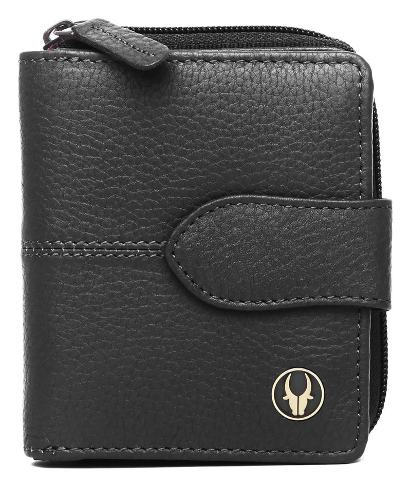 Wildhorn محفظة نسائية من الجلد الأصلي - محفظة قابلة للطي مع 7 فتحات بطاقات، قسم نقدي وجيب بسحاب (أسود) - Image 2