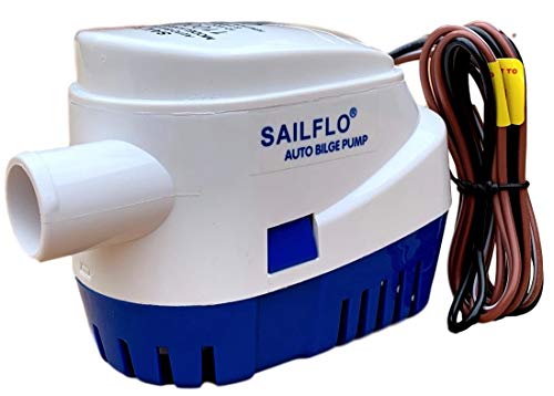 SAILFLO Automatic Bilge Pump for Boats 1100 GPH (1-1/8" Hose Outlet) 12 Volt Auto Bilge Pump with Built-In Float Switch - Image 1