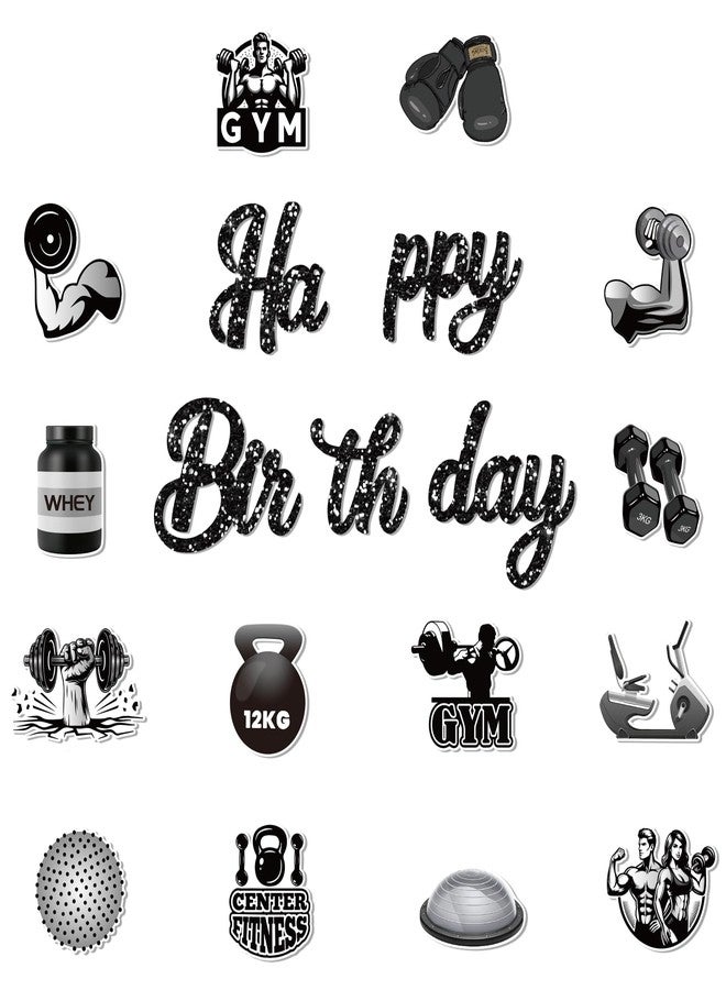 Lide Road Gym Birthday Party Decorations Gym Party Banners Black Glitter Fitness Happy Birthday Glitter Banner Garland Weight Lifting Hanging Bunting Banner Party Backdrop for Weightlifting Fitness Party Decoration - Image 2