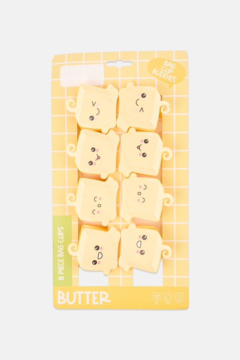 COOK WITH COLOR 8 Pieces Bag Clips Set, Light Yellow - Image 1
