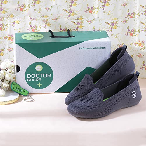 DOCTOR EXTRA SOFT Flexible Memory Foam Women's Shoes for Walking Gym Training | Casual Sports,Slip-On,Lightweight Lace up Jutis Bellies Classy Ballerina for Ladies and Girls New-D-1003 Grey - Image 3