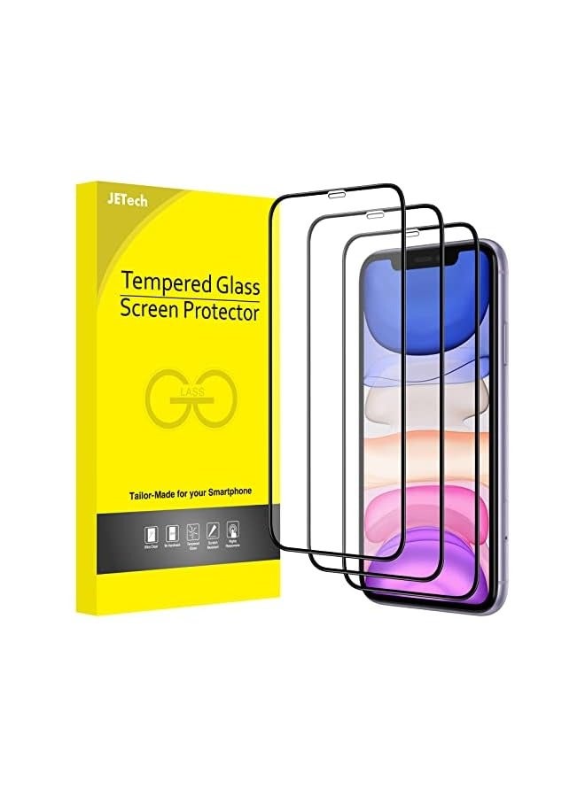 Jetech Full Coverage Screen Protector for iPhone 11/iPhone XR 6.1-Inch, Black Edge, 9H Tempered Glass Film Case-Friendly, HD Clear, 3-Pack - Image 1