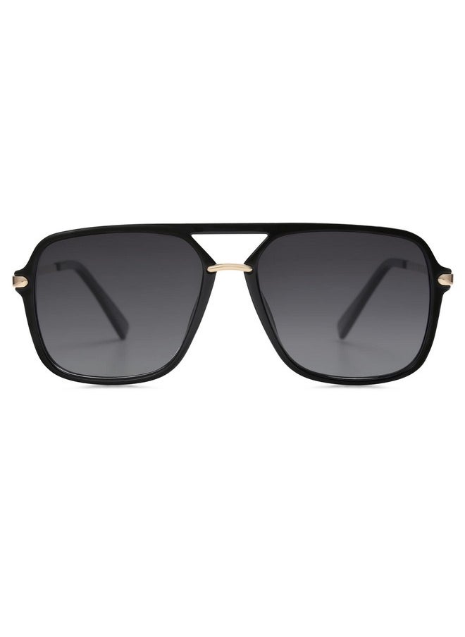Sojos Sunglasses For Women & Men Square Retro Polarized Lens Trendy Aviator 90S Shades (Sj2229 Black Grey)  - Image 1