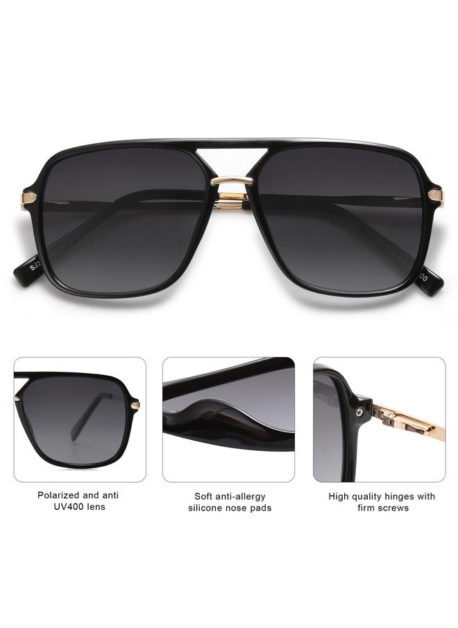 Sojos Sunglasses For Women & Men Square Retro Polarized Lens Trendy Aviator 90S Shades (Sj2229 Black Grey)  - Image 4