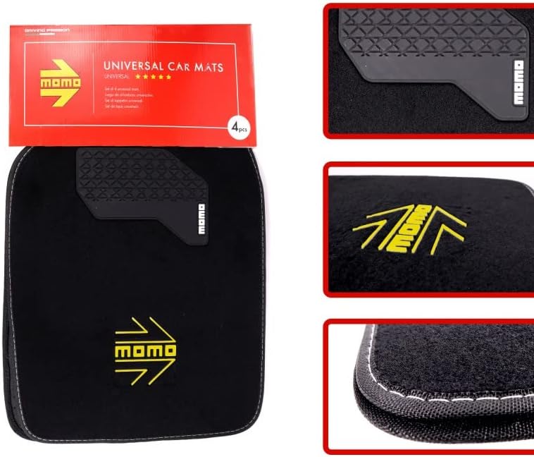 MOMO COMPLETE SET 4 PIECES UNIVERSAL CAR MATS BLACK/YELLOW - Image 4