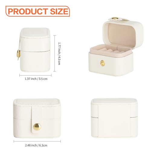KUKUVR Small Travel Jewelry Box For Ring Stud Earring, Mini Jewelry Ring Holder for Multiple Rings, Portable Jewelry Storage Organizer Case (White) - Image 2