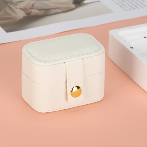KUKUVR Small Travel Jewelry Box For Ring Stud Earring, Mini Jewelry Ring Holder for Multiple Rings, Portable Jewelry Storage Organizer Case (White) - Image 5