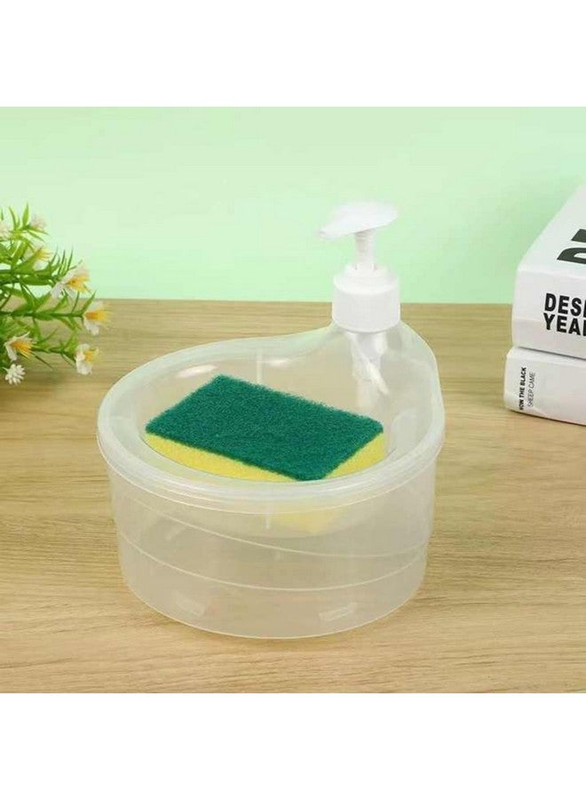 TASMAX Plastic Dish Soap Dispenser And Sponge Holder Soap Dispenser For Bathroom Dish Washing Liquid Soap Dispenser With Sponge Holder - Image 1