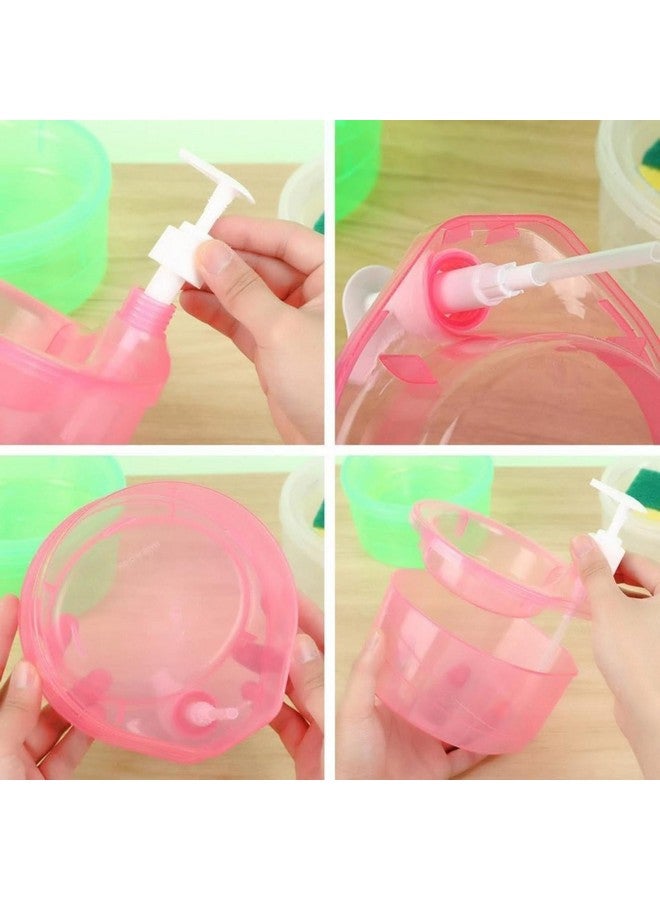 TASMAX Plastic Dish Soap Dispenser And Sponge Holder Soap Dispenser For Bathroom Dish Washing Liquid Soap Dispenser With Sponge Holder - Image 4