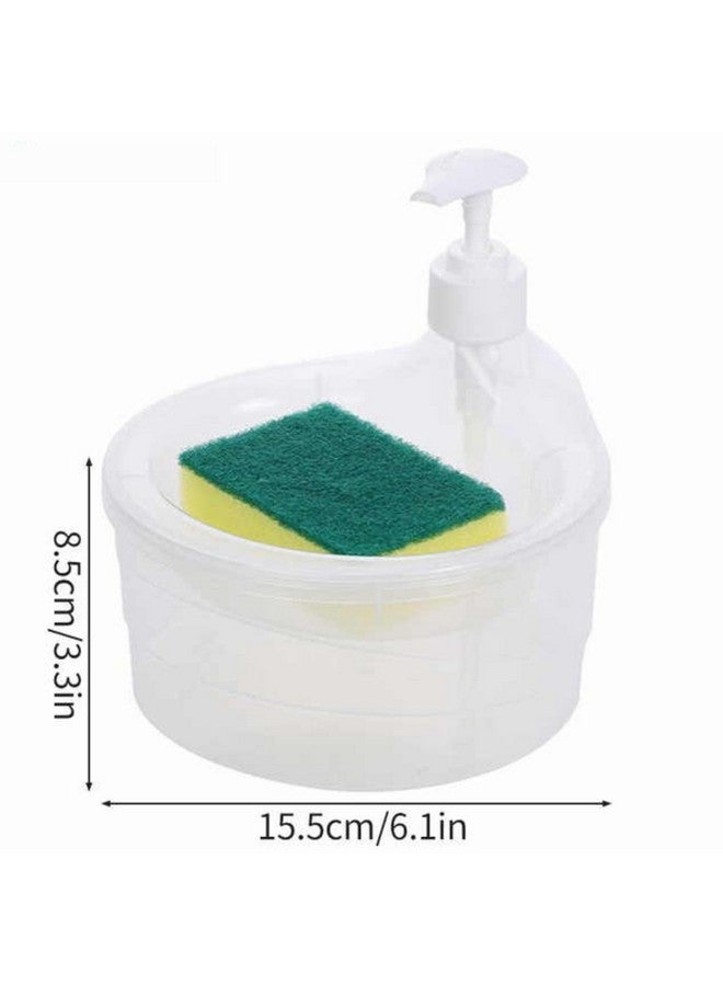TASMAX Plastic Dish Soap Dispenser And Sponge Holder Soap Dispenser For Bathroom Dish Washing Liquid Soap Dispenser With Sponge Holder - Image 5
