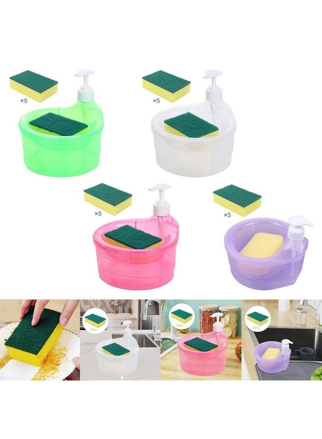 TASMAX Plastic Dish Soap Dispenser And Sponge Holder Soap Dispenser For Bathroom Dish Washing Liquid Soap Dispenser With Sponge Holder - Image 3