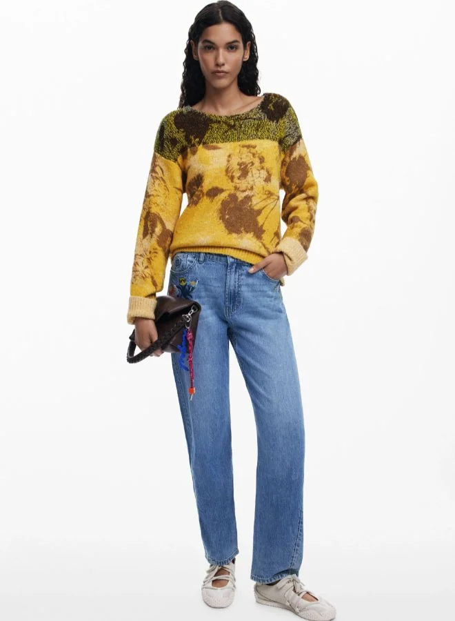 DESIGUAL Jacquard floral sweater