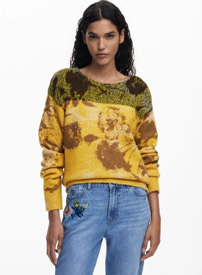 Jacquard floral sweater