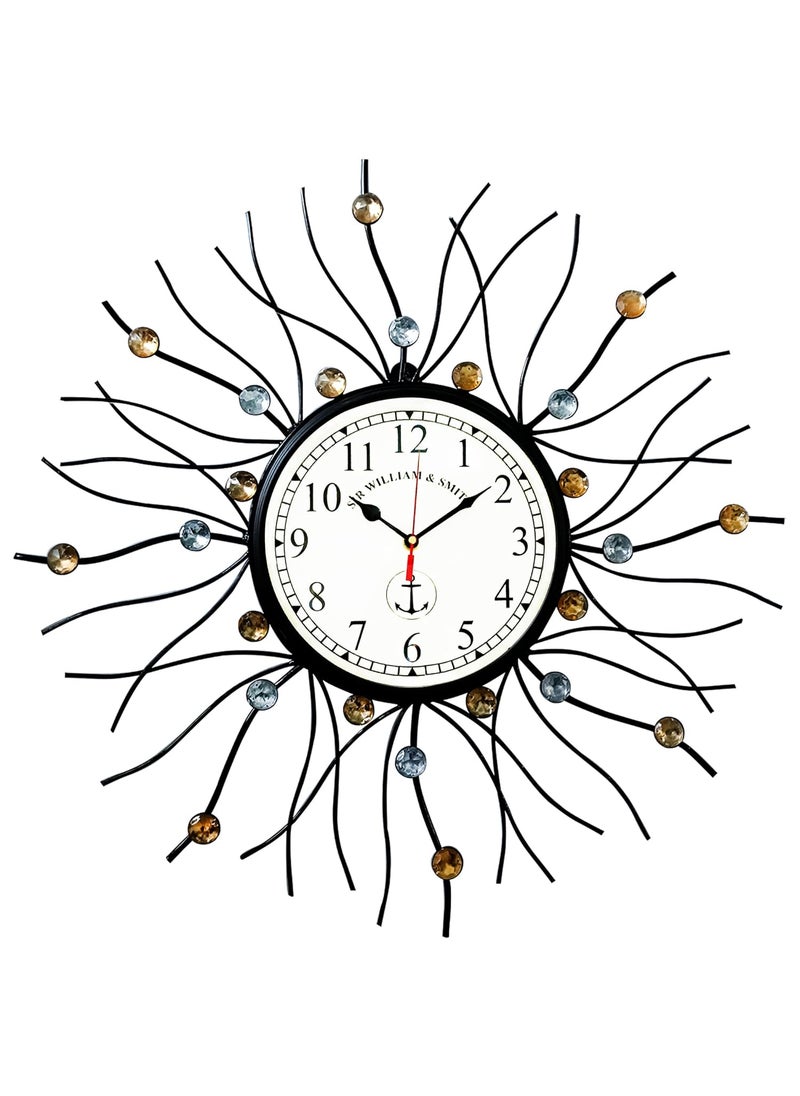 Generic - Nautical King Iron Wall Clock Antique Style Art Unique 20 inch dial 8 inch Colour Black Beautiful Latest Flower Stylish Design for Home & Office Decor Metal Glass - Image 1