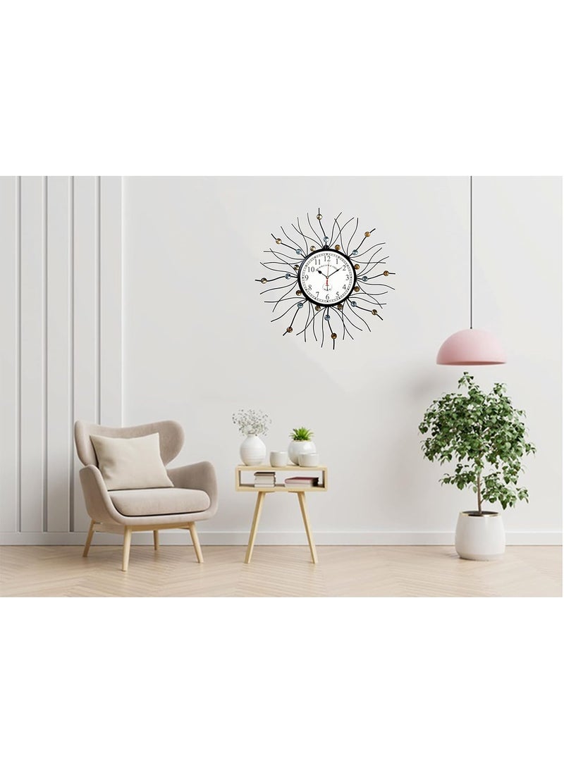 Generic - Nautical King Iron Wall Clock Antique Style Art Unique 20 inch dial 8 inch Colour Black Beautiful Latest Flower Stylish Design for Home & Office Decor Metal Glass - Image 1