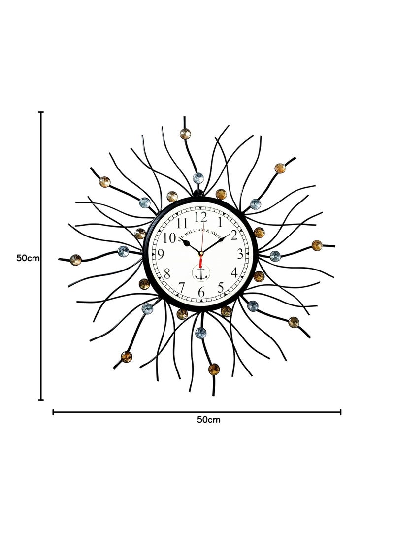 Generic - Nautical King Iron Wall Clock Antique Style Art Unique 20 inch dial 8 inch Colour Black Beautiful Latest Flower Stylish Design for Home & Office Decor Metal Glass - Image 1