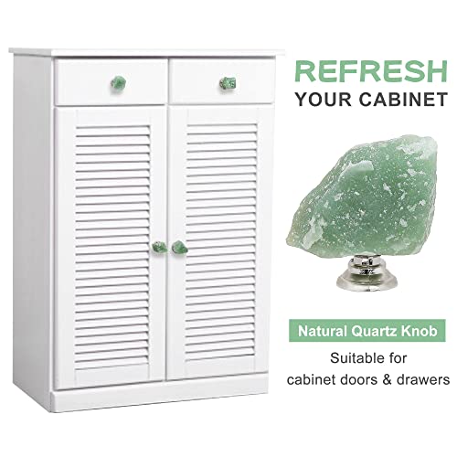 Malimali 4pcs Green Aventurine Kitchen Cabinet Knobs and Pulls, Quartz Drawers and Crystal Knobs for Dresser Drawers, Closet Door, Cupboard - Image 2