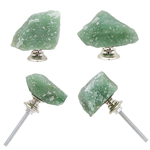 Malimali 4pcs Green Aventurine Kitchen Cabinet Knobs and Pulls, Quartz Drawers and Crystal Knobs for Dresser Drawers, Closet Door, Cupboard - Image 1