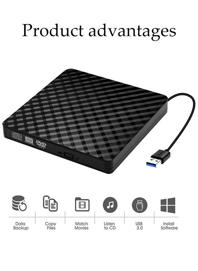 DUNISO Super Ultra Slim Portable DVD Drive with USB 3.0,External Drive with DISC Support , CD/DVD Burner & Reader for Laptops & Desktops (Black) - Image 3