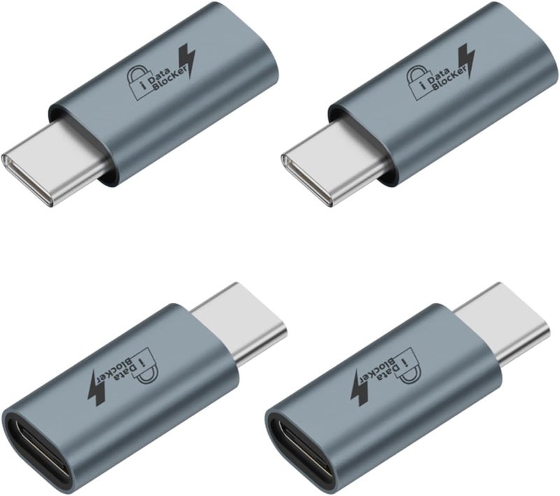 حزمة من 4 قطع من مانع نقل البيانات USB-C، حماية من التنزيل غير القانوني، رفض اختراق الشحن، مانع بيانات مخصص للشحن فقط، متوافق مع الهواتف الذكية وأجهزة الكمبيوتر الشخصية والمحمولة والأجهزة اللوحية - Image 1