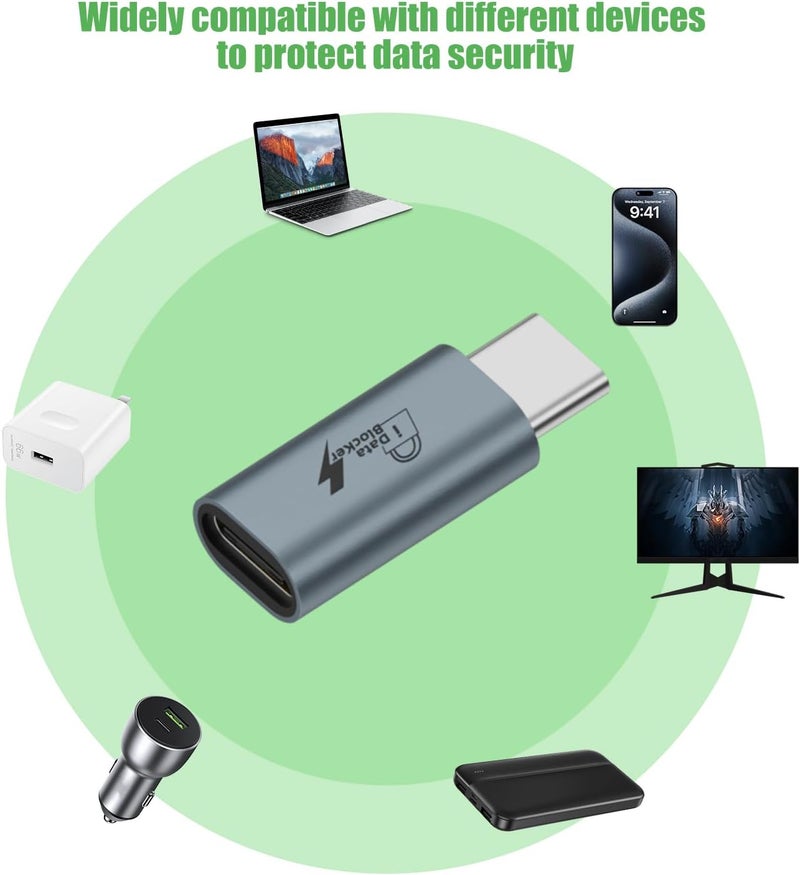 حزمة من 4 قطع من مانع نقل البيانات USB-C، حماية من التنزيل غير القانوني، رفض اختراق الشحن، مانع بيانات مخصص للشحن فقط، متوافق مع الهواتف الذكية وأجهزة الكمبيوتر الشخصية والمحمولة والأجهزة اللوحية - Image 3
