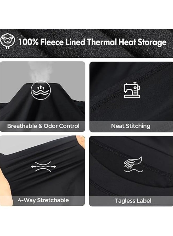 "Men's Thermal Underwear Set with Merino Wool Lining - Windproof Hunting Base Layer for UAE Desert Safaris & Winter Camping | Moisture-Wicking, Odor-Resistant Black Gear (Top & Bottom)" - Image 3