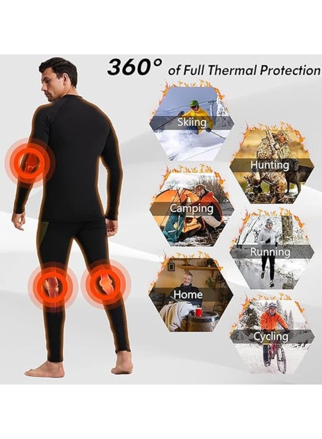 "Men's Thermal Underwear Set with Merino Wool Lining - Windproof Hunting Base Layer for UAE Desert Safaris & Winter Camping | Moisture-Wicking, Odor-Resistant Black Gear (Top & Bottom)" - Image 5