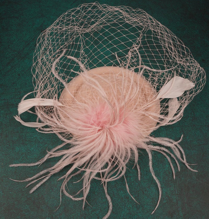 Cizoe Fascinators Hats 20s 50s Hat Pillbox Hat Cocktail Tea Party Headwear with Veil for Girls and Women(B-Blush Pink) - Image 2