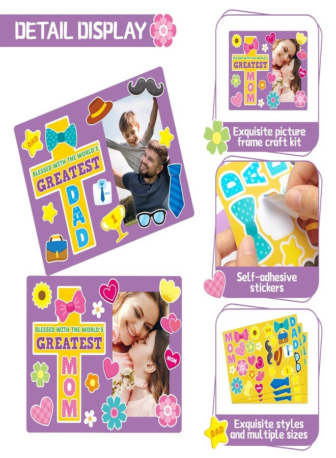 BeYumi Religious Picture Frame Craft - 28Pcs Father's Day Religious Photo Frame Craft Kit for Kids DIY Cross Picture Holder Christian Sunday School Classroom Home Father's Day Gift Set Fun Activities - Image 3