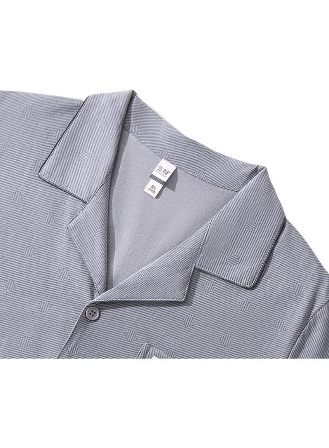 THREEGUN Men'S Cotton Anti-Mite Long Sleeve Lapel Cardigan Home Wear From The Serene Series - Image 3