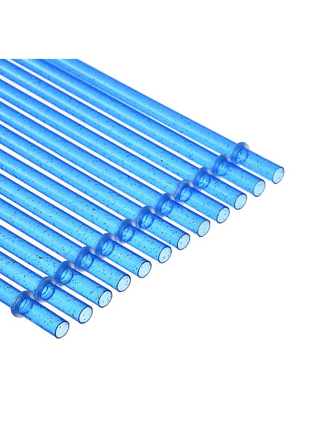 Spot Cross-border Thick Hard Straw Silver Powder Color With Ring Straw Reusable Double Cup Straw With Brush-Color:Dark Blue 12 1 Brush-Specifications:Silver Powder Belt Ring 23cm  - Image 1
