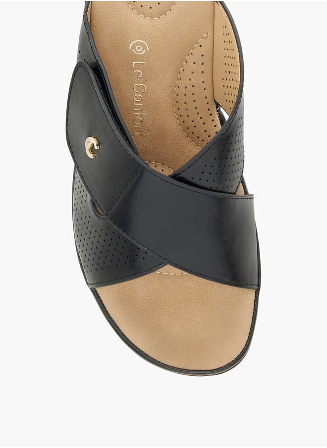Le Confort Women Slip-On Lazer Cut Cross Strap Sandals with Wedge Heels  - Image 4