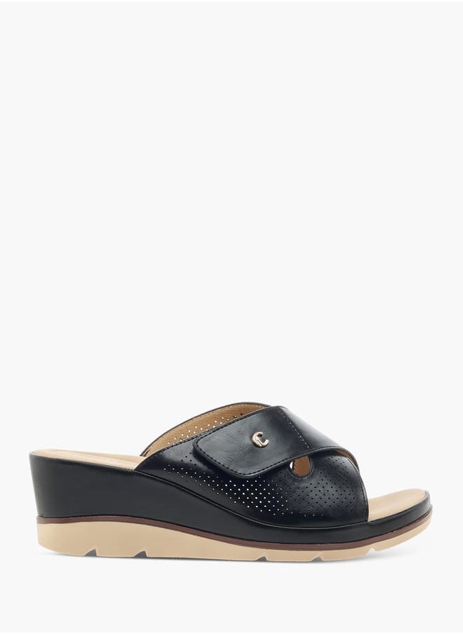 Le Confort Women Slip-On Lazer Cut Cross Strap Sandals with Wedge Heels  - Image 3