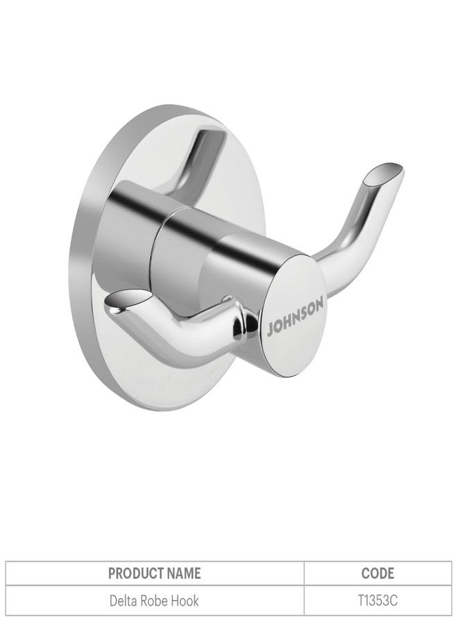 Johnson Bathrooms Johnson Delta Zinc + Aluminium Alloy Robe Hook | Cloth - Towel Hanger | Chrome Colour | T1353C - Image 2