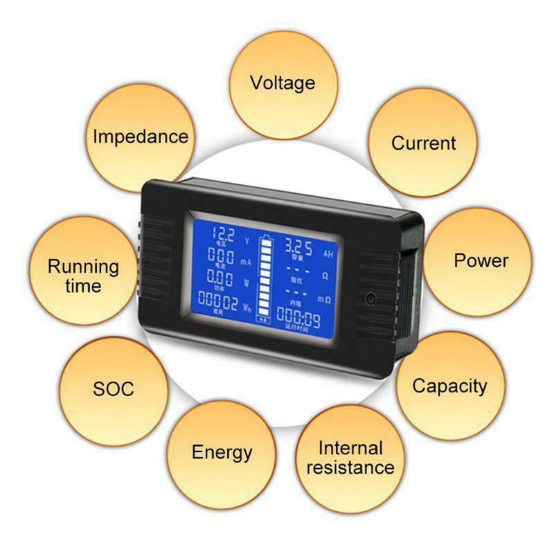 مقياس طاقة شمسية رقمي للتيار والجهد مع شاشة LCD - مقياس متعدد - مقياس تيار - مقياس جهد - مقياس مراقبة بطاريات - Image 2