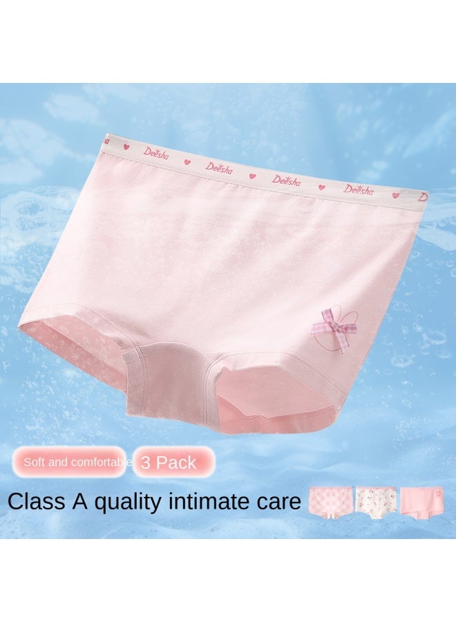 DEESHA Cotton Class A 3-pack Girls' Underwear, Soft Breathable Cotton Briefs, Growth Stage Children's Panties - Image 2