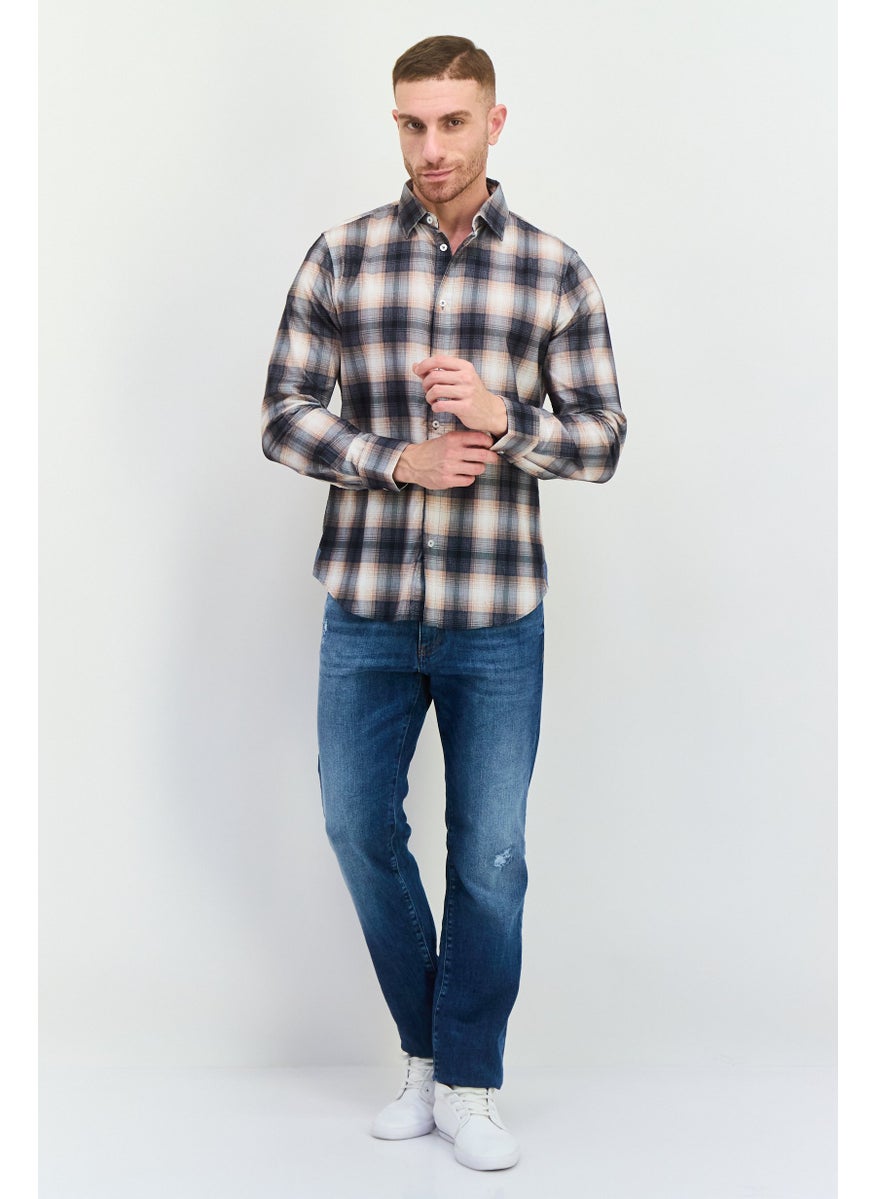 GAS Men Regular Fit Plaid Long Sleeves Casual Shirt, Black  - Image 4
