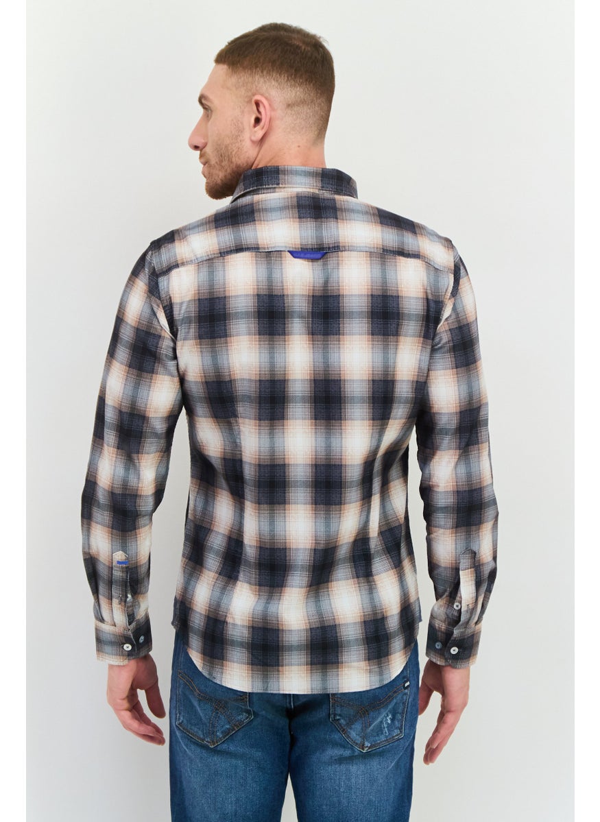 GAS Men Regular Fit Plaid Long Sleeves Casual Shirt, Black  - Image 2