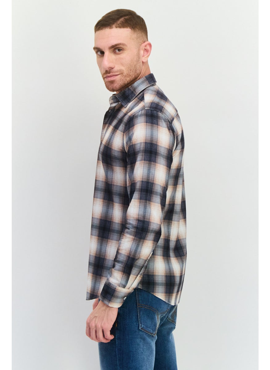 GAS Men Regular Fit Plaid Long Sleeves Casual Shirt, Black  - Image 3