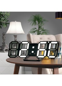 ماركة غير محددة ساعة حائط منبه ساعة حائط منبه مكتب ثلاثية الأبعاد LED، ساعة حائط منبه مكتب، 24x9.4 سم ساعات إلكترونية LED، نموذج غفوة، درجة حرارة، إضاءة ليلية سطوع تلقائي/مخصص، أسود  - Image 1