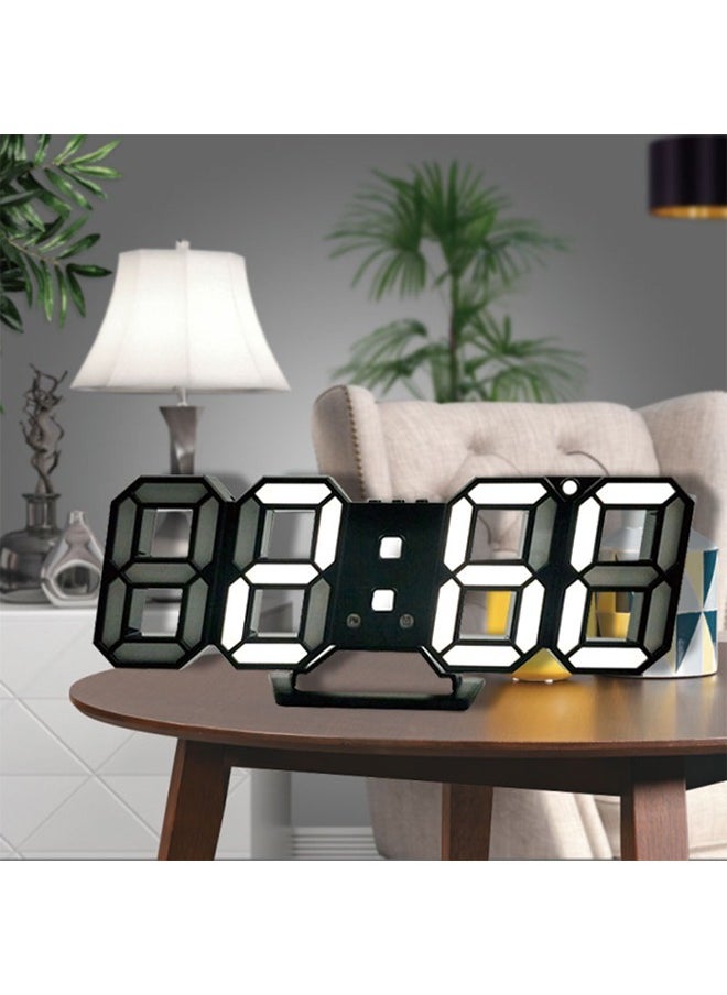 ماركة غير محددة ساعة حائط منبه ساعة حائط منبه مكتب ثلاثية الأبعاد LED، ساعة حائط منبه مكتب، 24x9.4 سم ساعات إلكترونية LED، نموذج غفوة، درجة حرارة، إضاءة ليلية سطوع تلقائي/مخصص، أسود  - Image 1