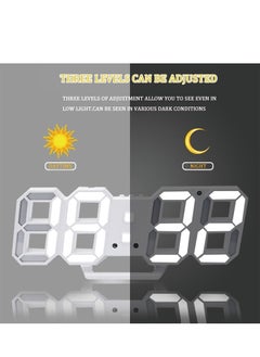ماركة غير محددة ساعة حائط منبه ساعة حائط منبه مكتب ثلاثية الأبعاد LED، ساعة حائط منبه مكتب، 24x9.4 سم ساعات إلكترونية LED، نموذج غفوة، درجة حرارة، إضاءة ليلية سطوع تلقائي/مخصص، أسود  - Image 5