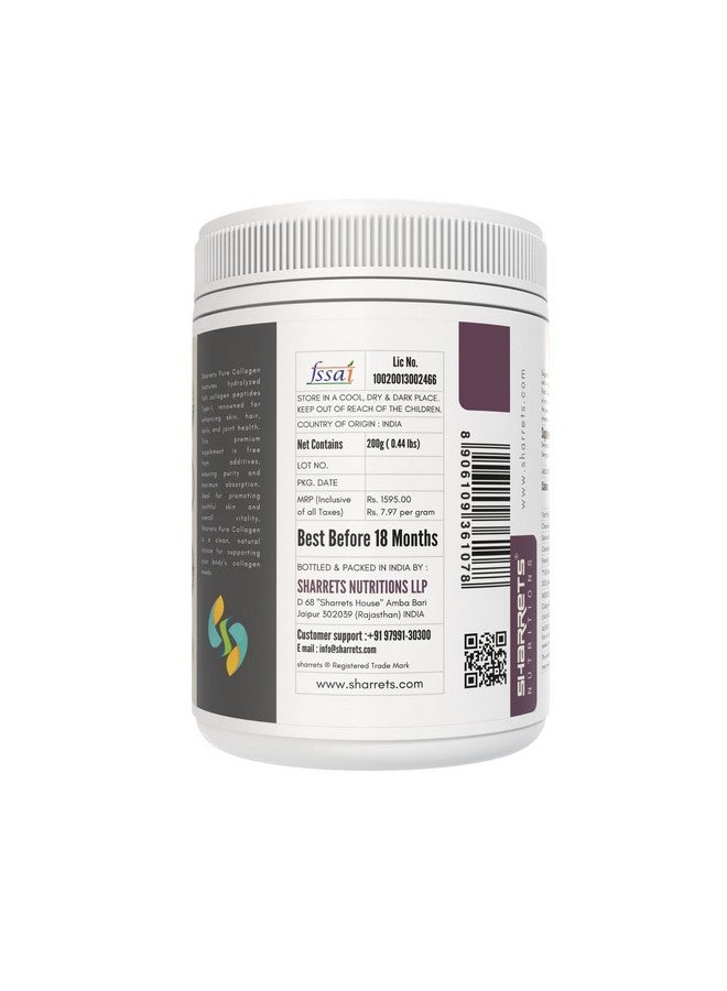 Sharrets Pure Collagen Powder, 200G Unflavored - Type 1 Hydrolyzed Fish Collagen Peptides - Image 3