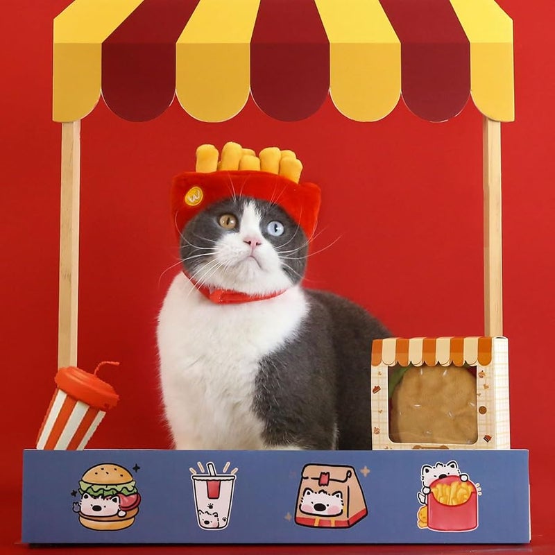 Chip Hat Winter Pet Hamburger Headgear For Small Dogs Cats Plush Ear Protective Headcover - Image 4