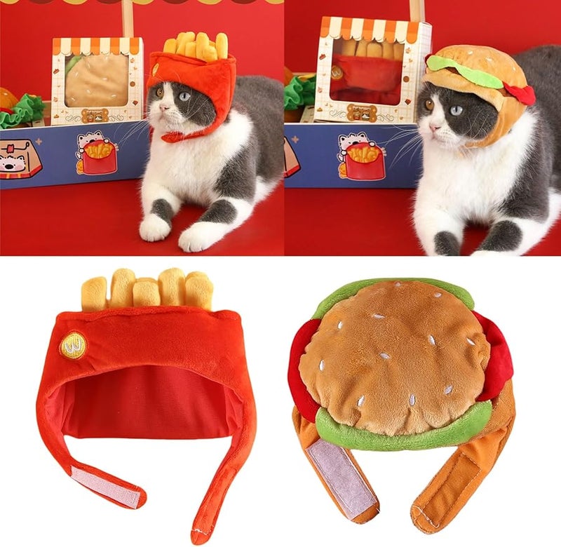 Chip Hat Winter Pet Hamburger Headgear For Small Dogs Cats Plush Ear Protective Headcover - Image 3