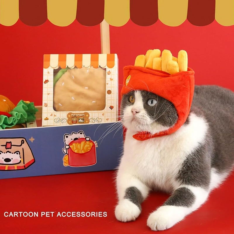Chip Hat Winter Pet Hamburger Headgear For Small Dogs Cats Plush Ear Protective Headcover - Image 5